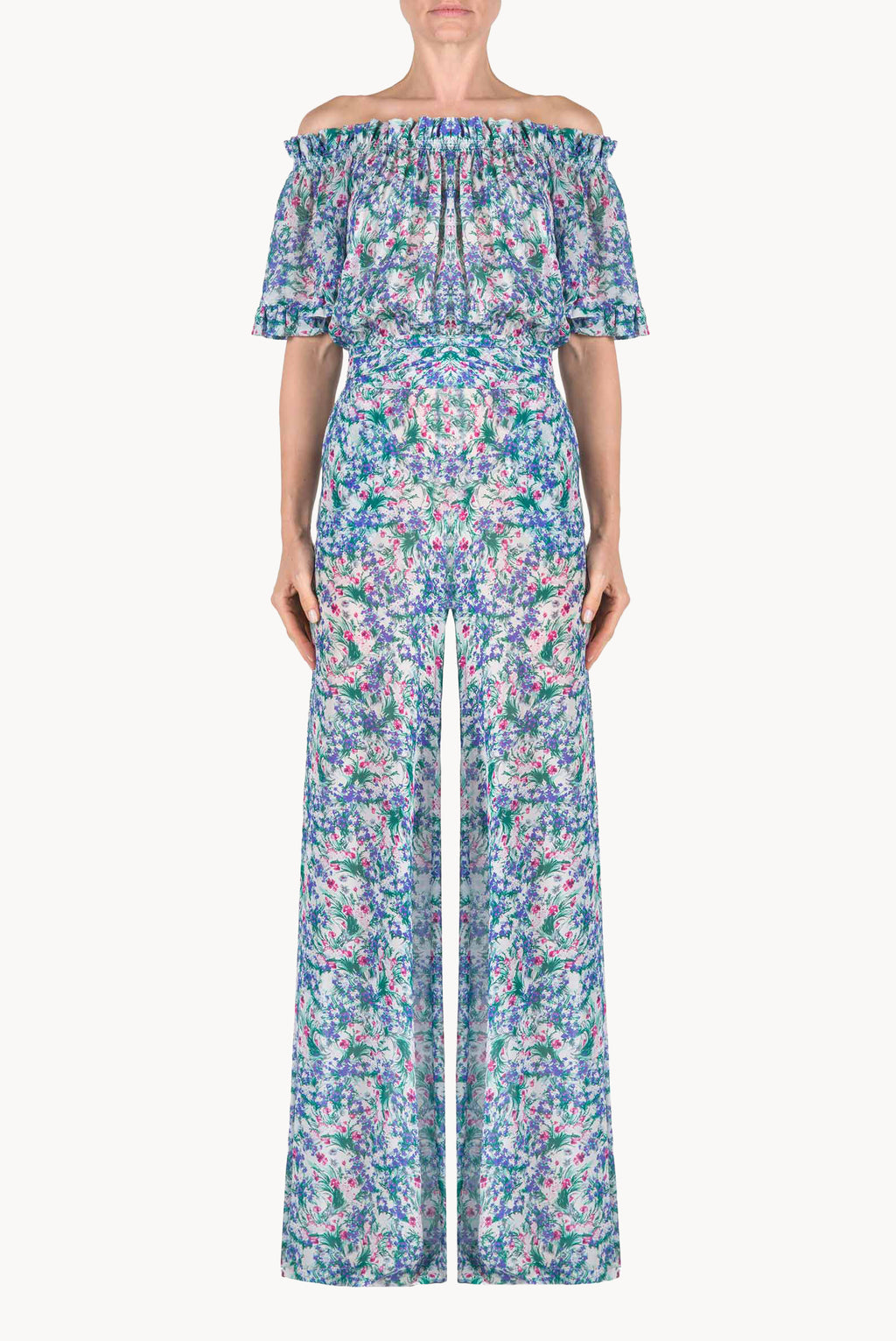 Tuta in georgette con stampa floreale