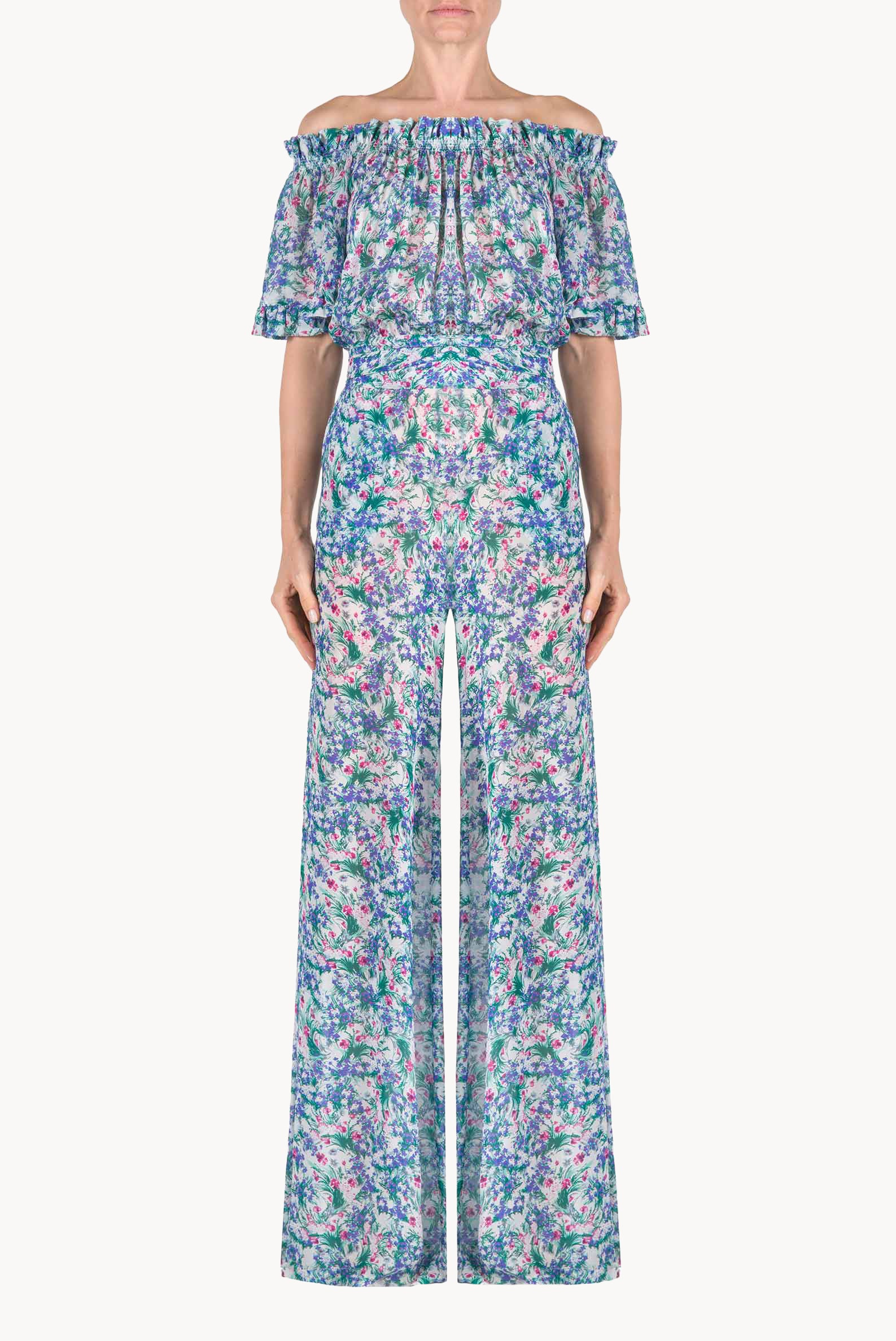 Tuta in georgette con stampa floreale