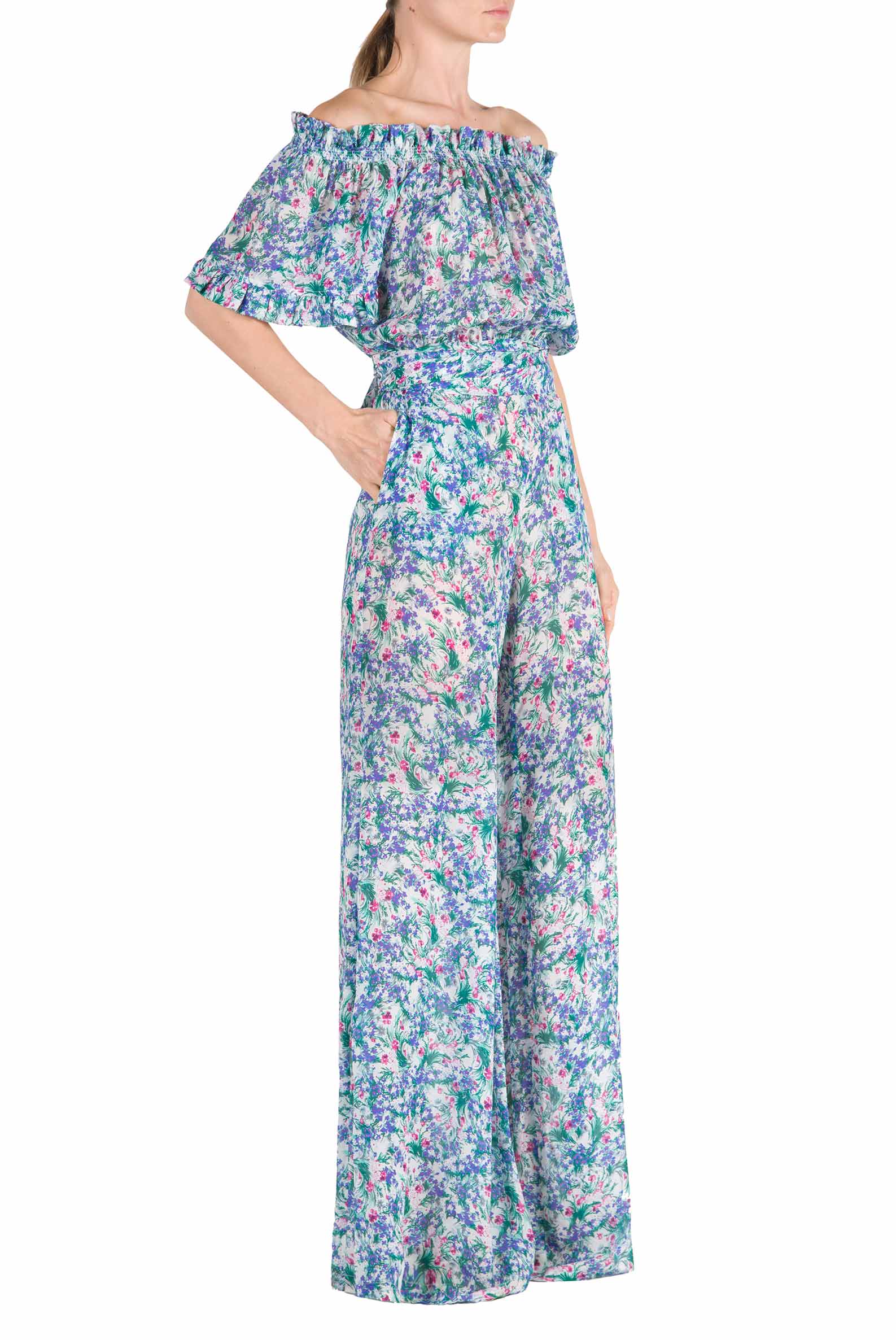 Tuta in georgette con stampa floreale