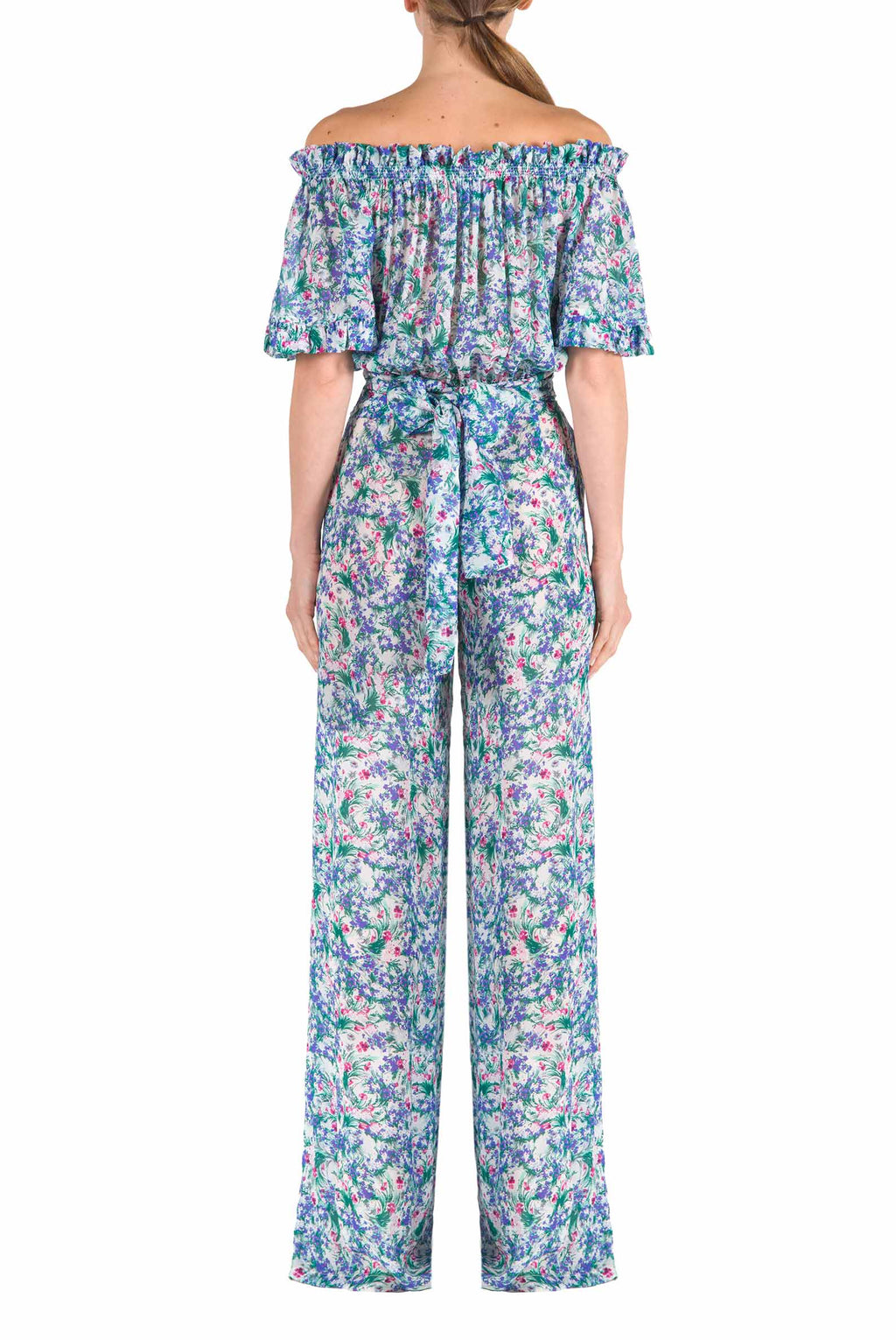 Tuta in georgette con stampa floreale