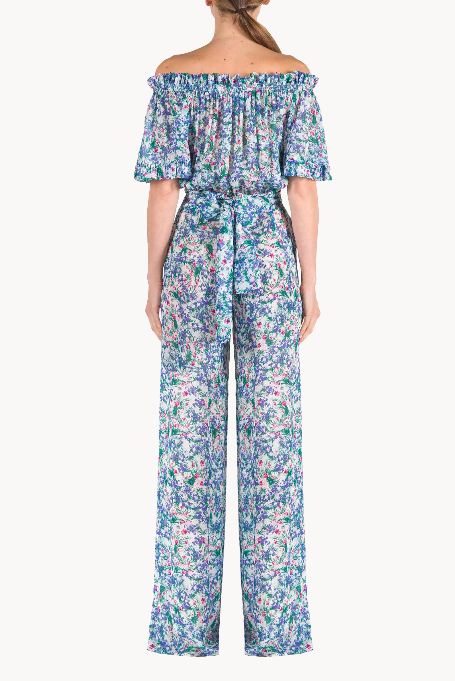 Tuta in georgette con stampa floreale
