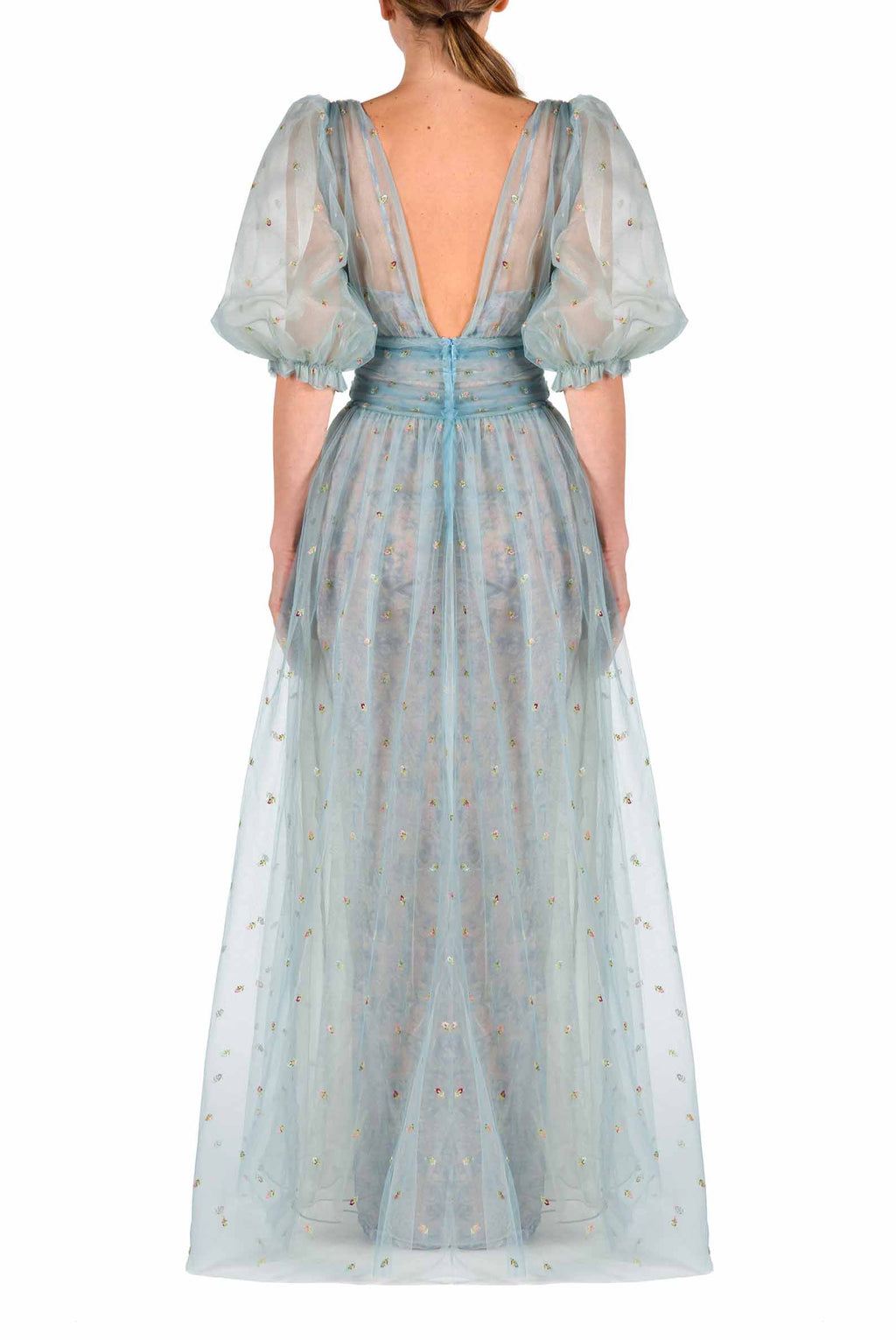 Abito ricamato in tulle