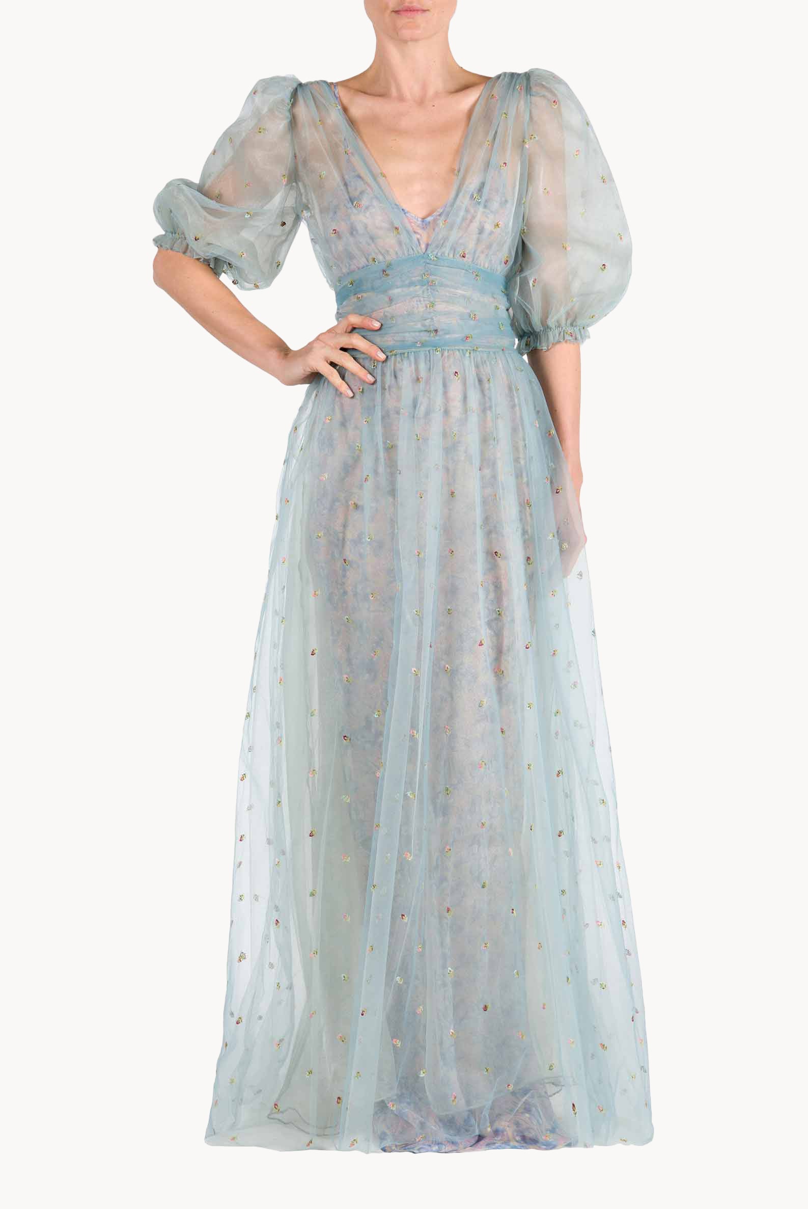 Abito ricamato in tulle
