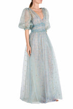 Abito ricamato in tulle