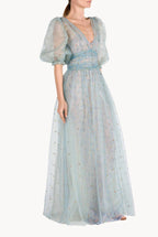 Abito ricamato in tulle