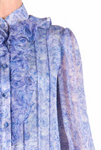 Vestito chemisier in chiffon con rose