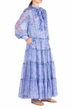 Vestito chemisier in chiffon con rose