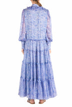 Vestito chemisier in chiffon con rose