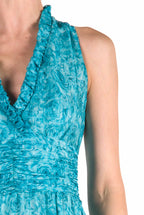 Vestito in chiffon di seta con stampa rose