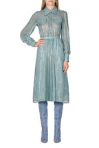 Vestito in Chiffon Misto Seta a Righe