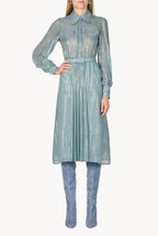 Striped Silk-Blend Chiffon Dress