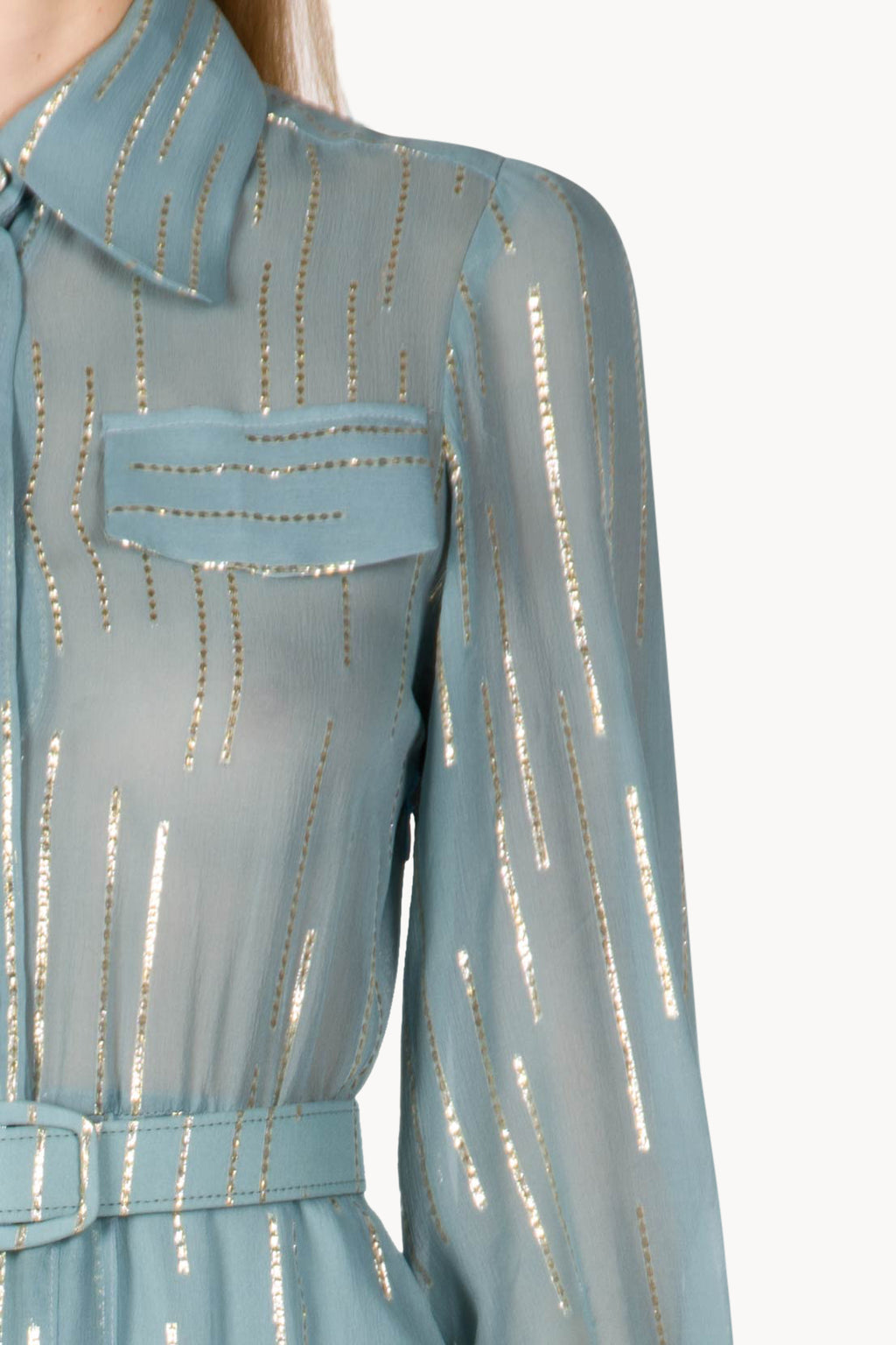 Striped Silk-Blend Chiffon Dress