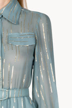 Striped Silk-Blend Chiffon Dress
