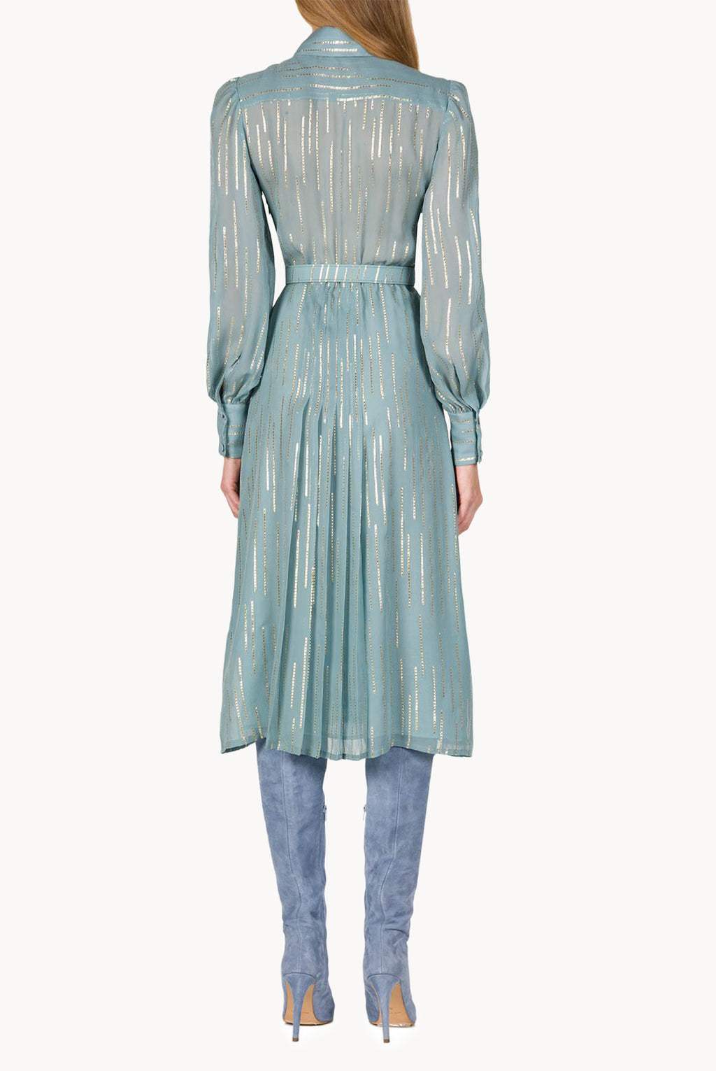 Striped Silk-Blend Chiffon Dress