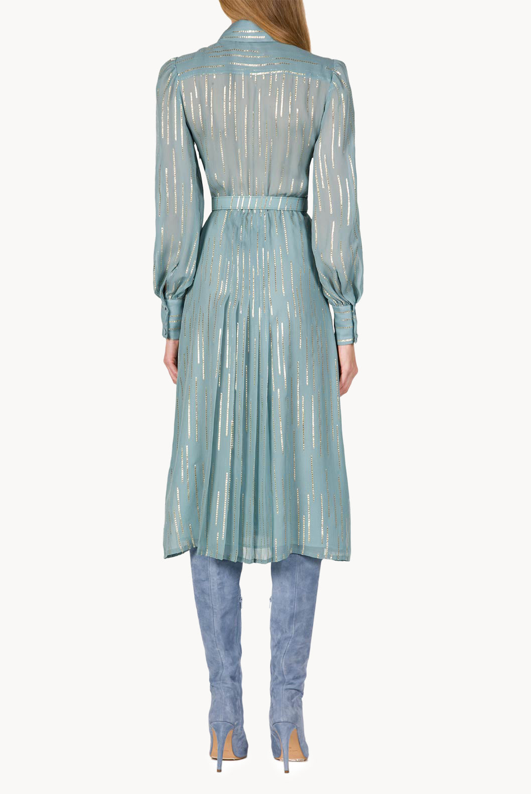 Striped Silk-Blend Chiffon Dress