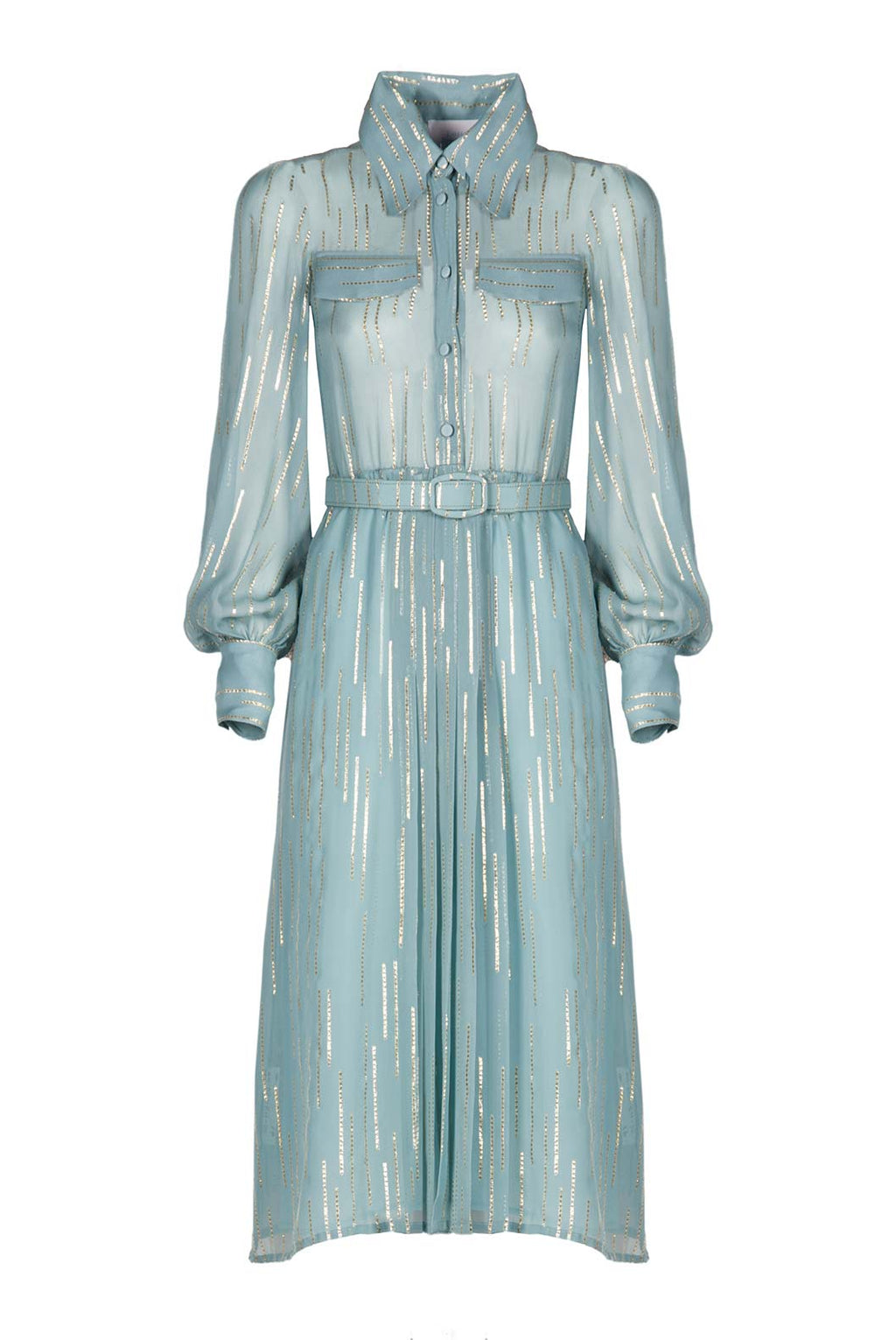 Vestito in Chiffon Misto Seta a Righe