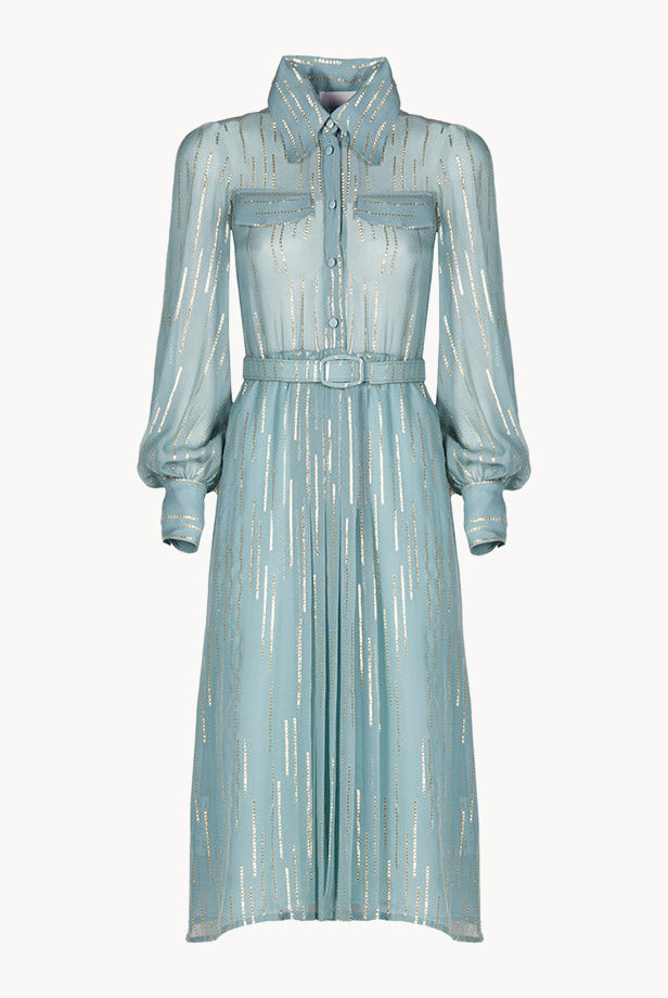 Striped Silk-Blend Chiffon Dress