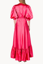 Satin Flounce Bottoncino Dress