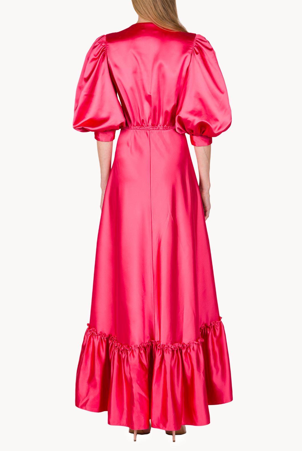 Satin Flounce Bottoncino Dress