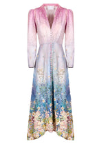 Floral Print Midi Bottoncino Dress