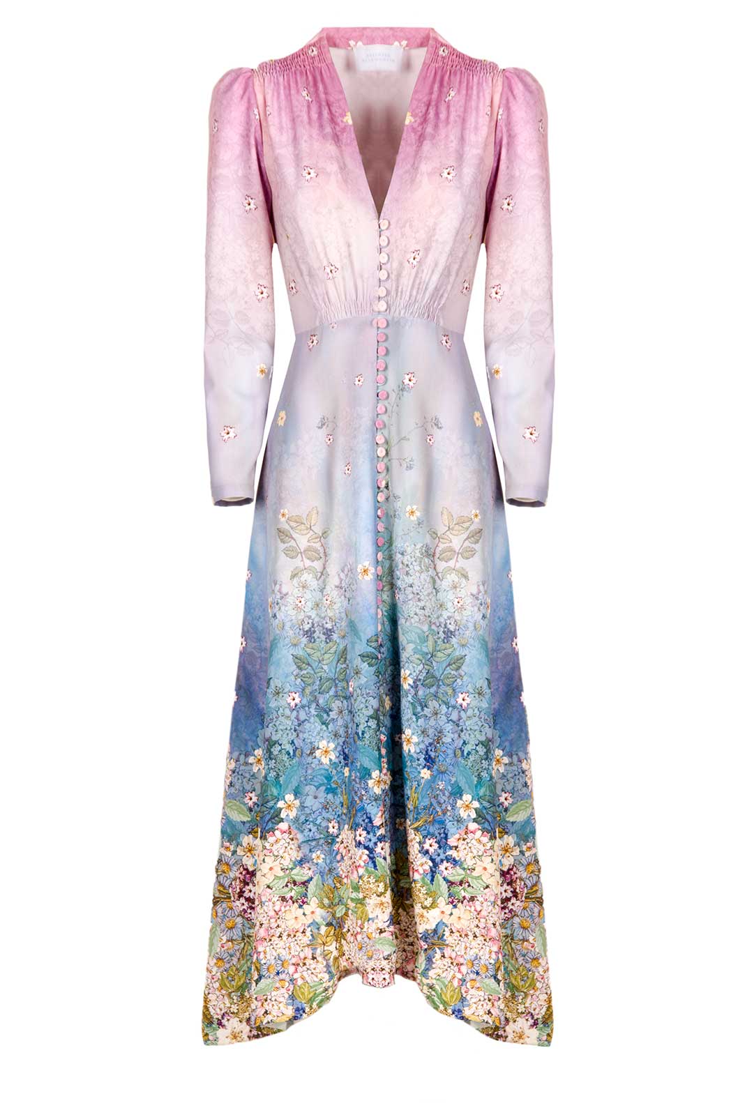 Floral Print Midi Bottoncino Dress