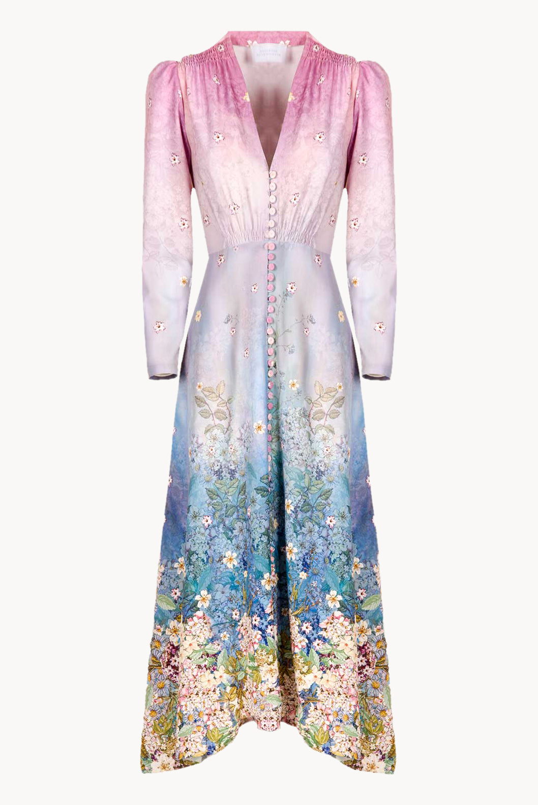 Floral Print Midi Bottoncino Dress