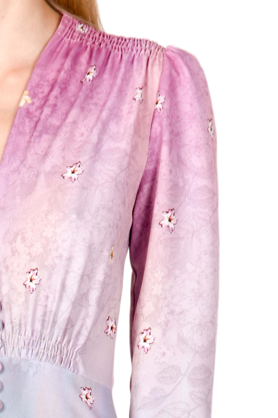 Floral Print Midi Bottoncino Dress