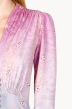 Floral Print Midi Bottoncino Dress