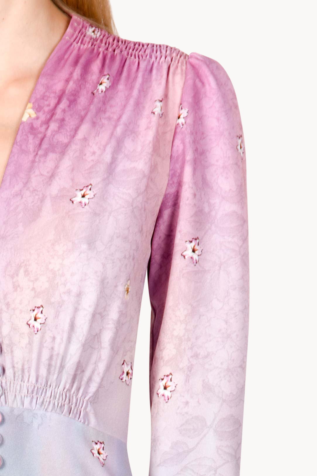 Floral Print Midi Bottoncino Dress