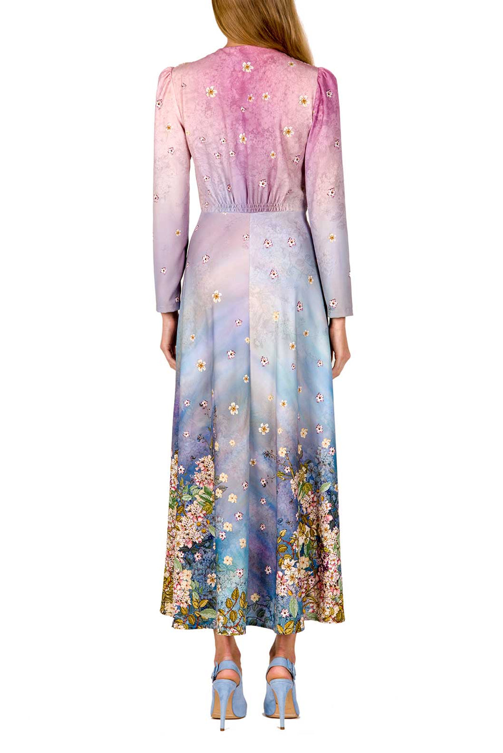 Floral Print Midi Bottoncino Dress