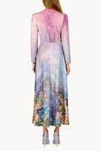 Floral Print Midi Bottoncino Dress