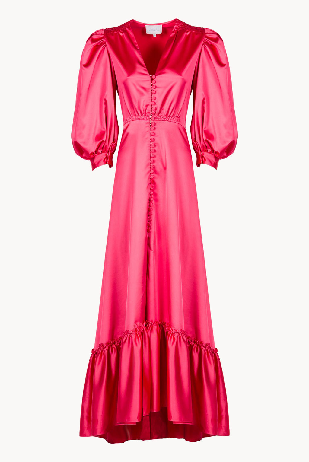 Satin Flounce Bottoncino Dress