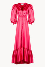 Satin Flounce Bottoncino Dress