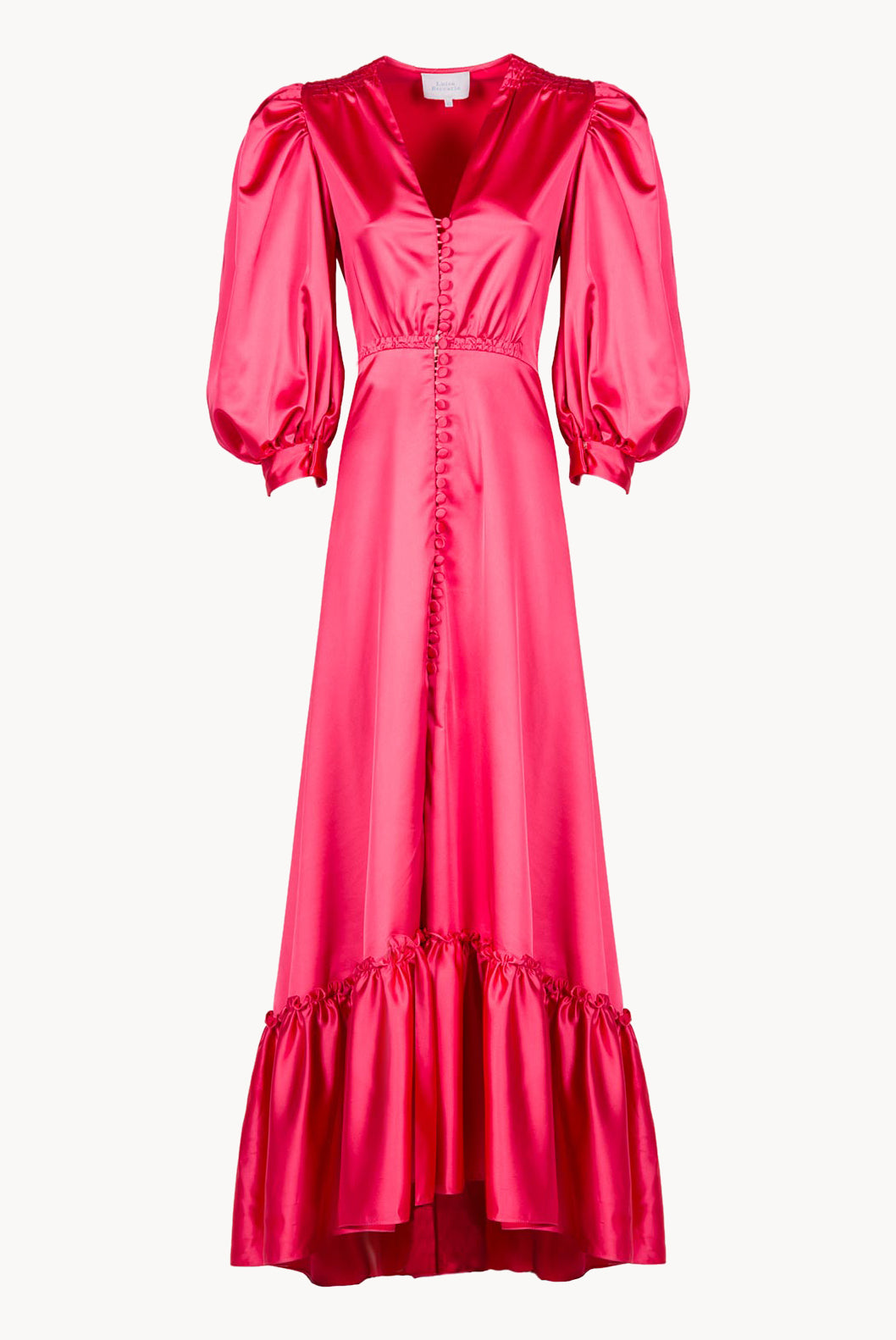 Satin Flounce Bottoncino Dress