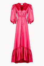 Satin Flounce Bottoncino Dress
