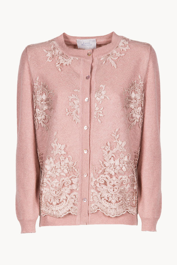 Cardigan in Lana Ricamata