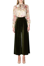 Blusa in Organza di Seta con Fiocco al Collo e Stampa Floreale