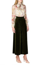 Blusa in Organza di Seta con Fiocco al Collo e Stampa Floreale