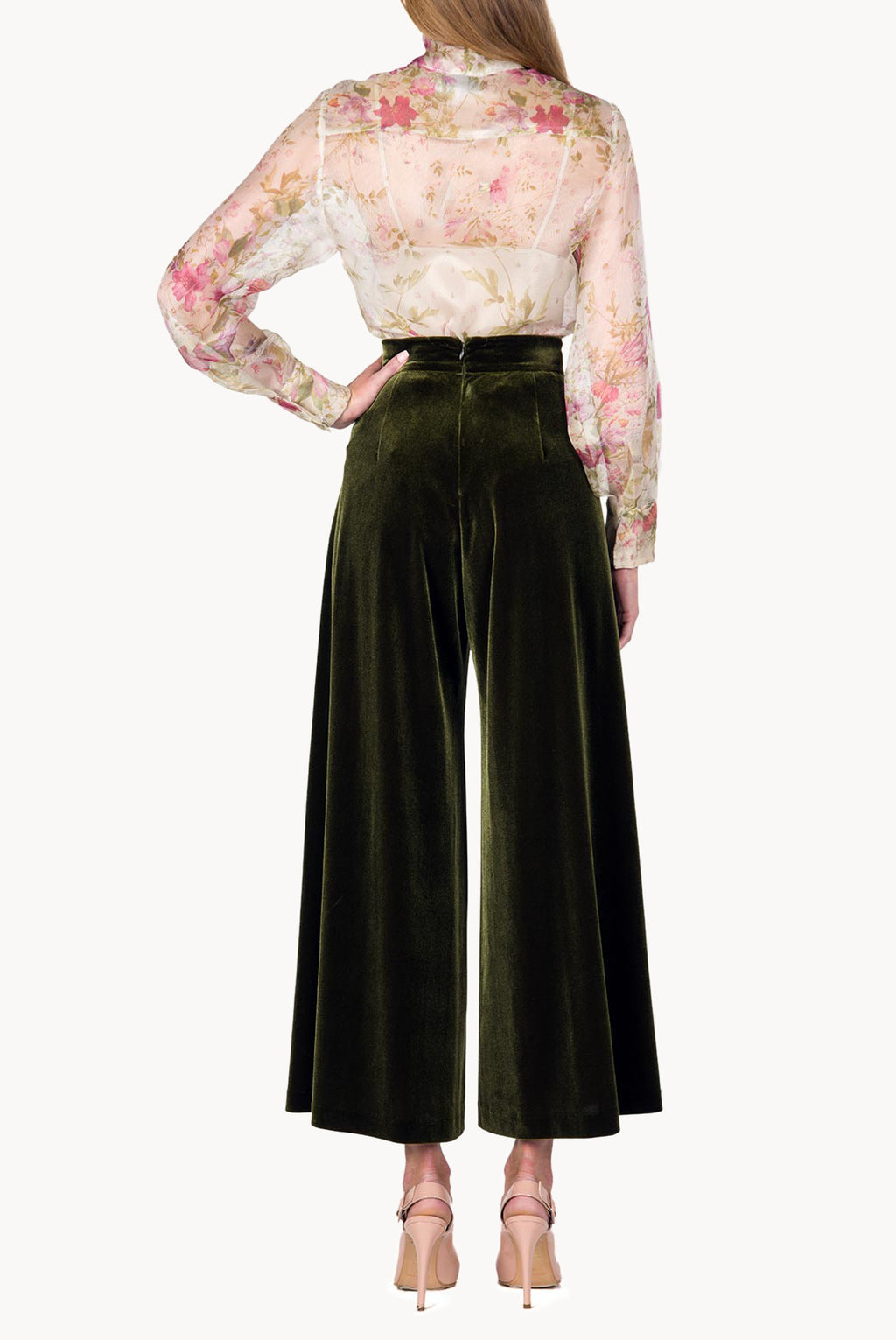 Blusa in Organza di Seta con Fiocco al Collo e Stampa Floreale