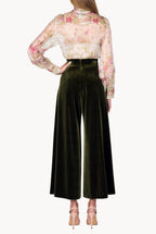 Blusa in Organza di Seta con Fiocco al Collo e Stampa Floreale