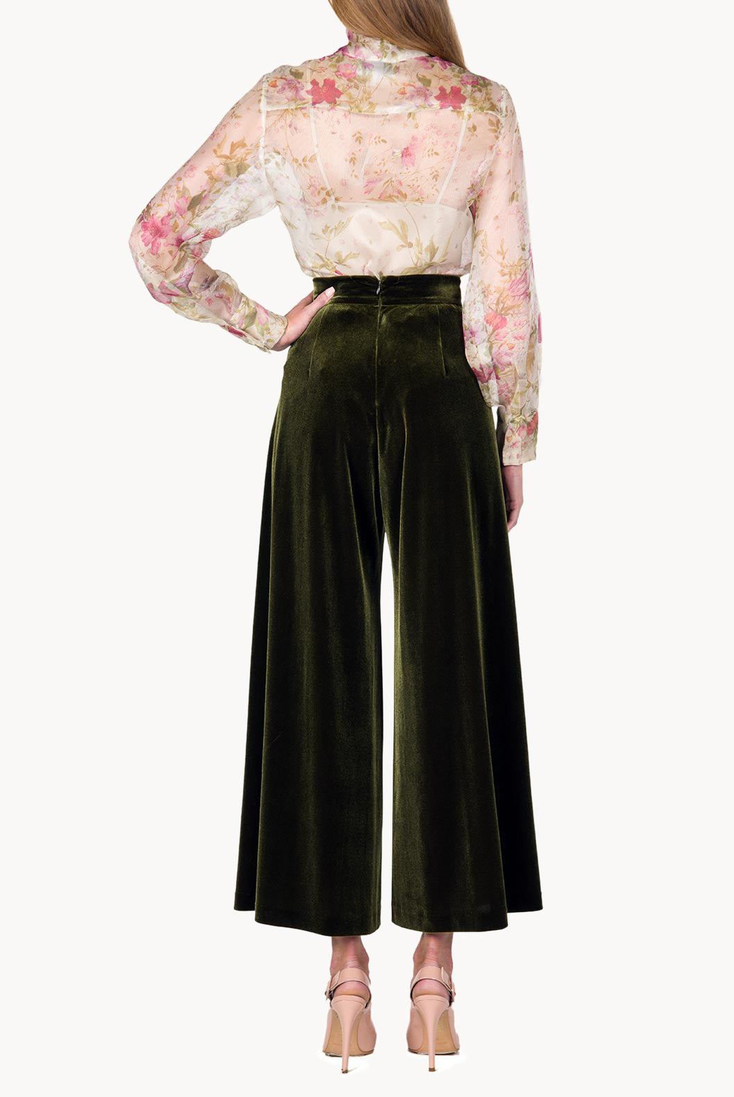 Blusa in Organza di Seta con Fiocco al Collo e Stampa Floreale
