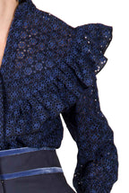 Eyelet Cotton Ruffle Blouse