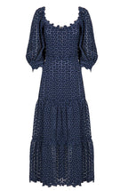 Floral Embroidered Puff Sleeve Midi Dress