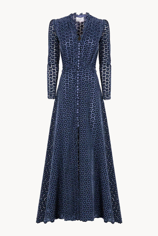 Floral Embroidered Bottoncino Dress