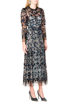 Vestito Midi in Tulle Ricamato con Paillettes