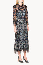 Sequin Embroidered Tulle Midi Dress