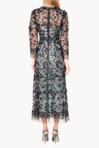 Sequin Embroidered Tulle Midi Dress