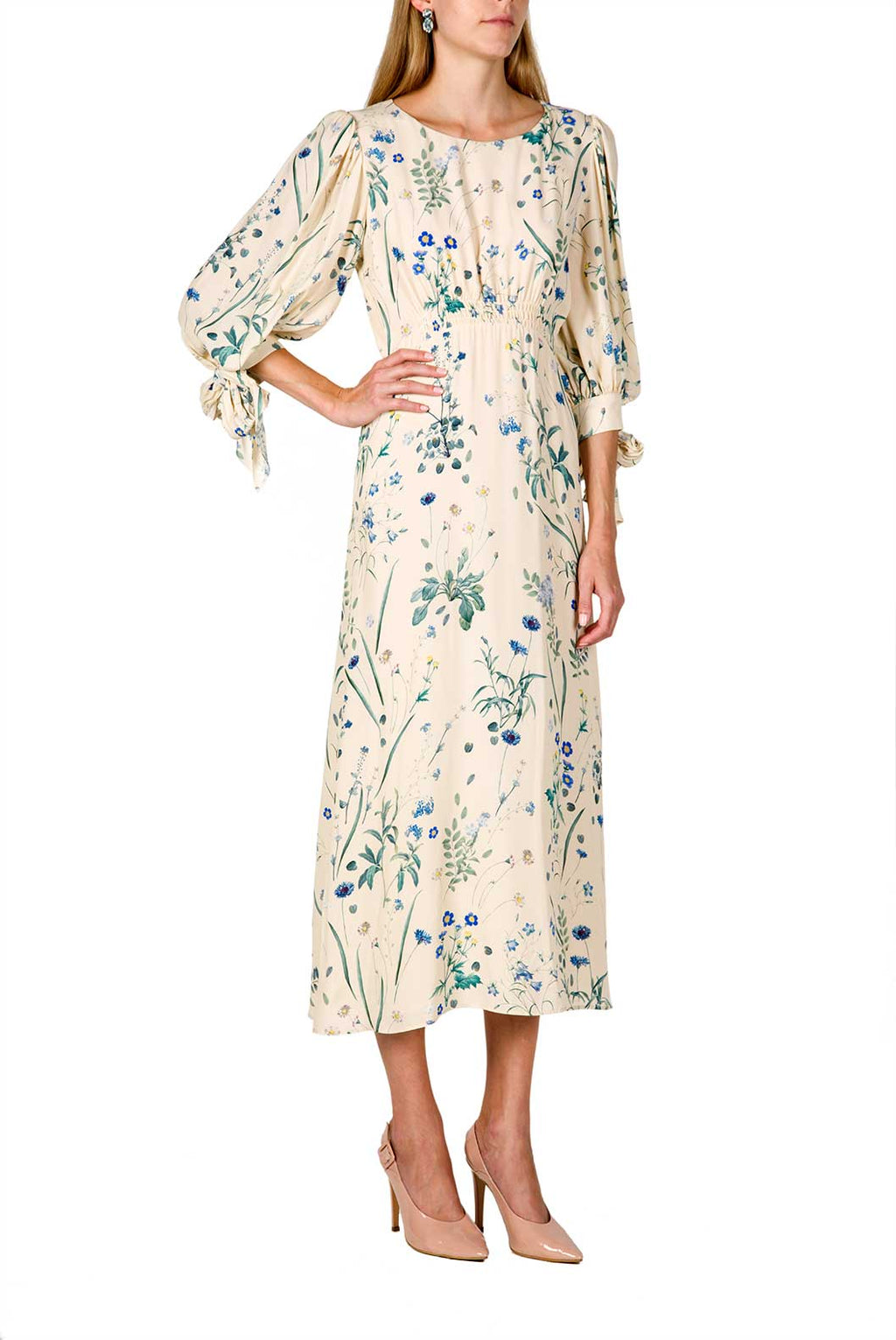 Cream Herbarium Midi Dress