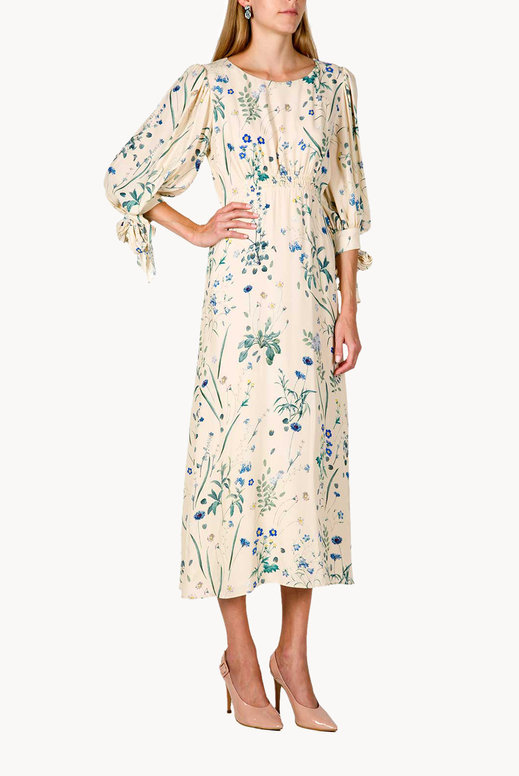 Cream Herbarium Midi Dress