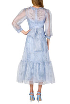 Vestito midi con maniche a palloncino trasparenti